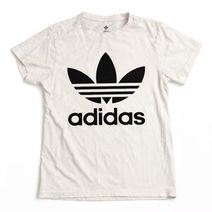 Adidas Cream Tee with Black Trefoil Logo